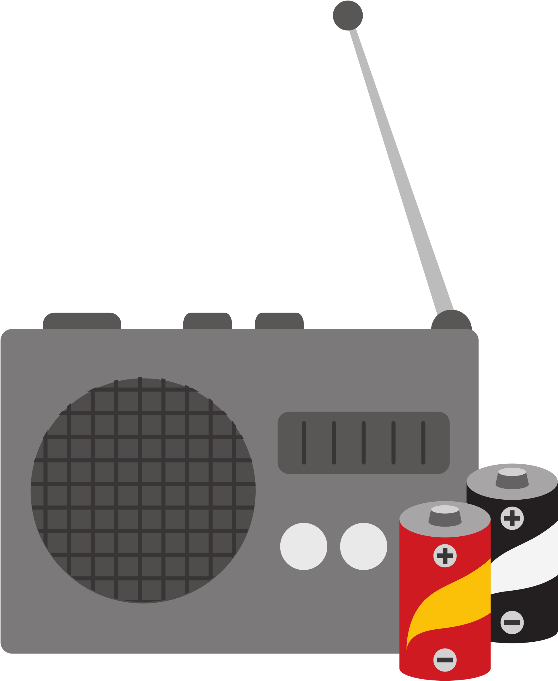 Big Image - Radio And Batteries Clipart (1972x2400), Png Download