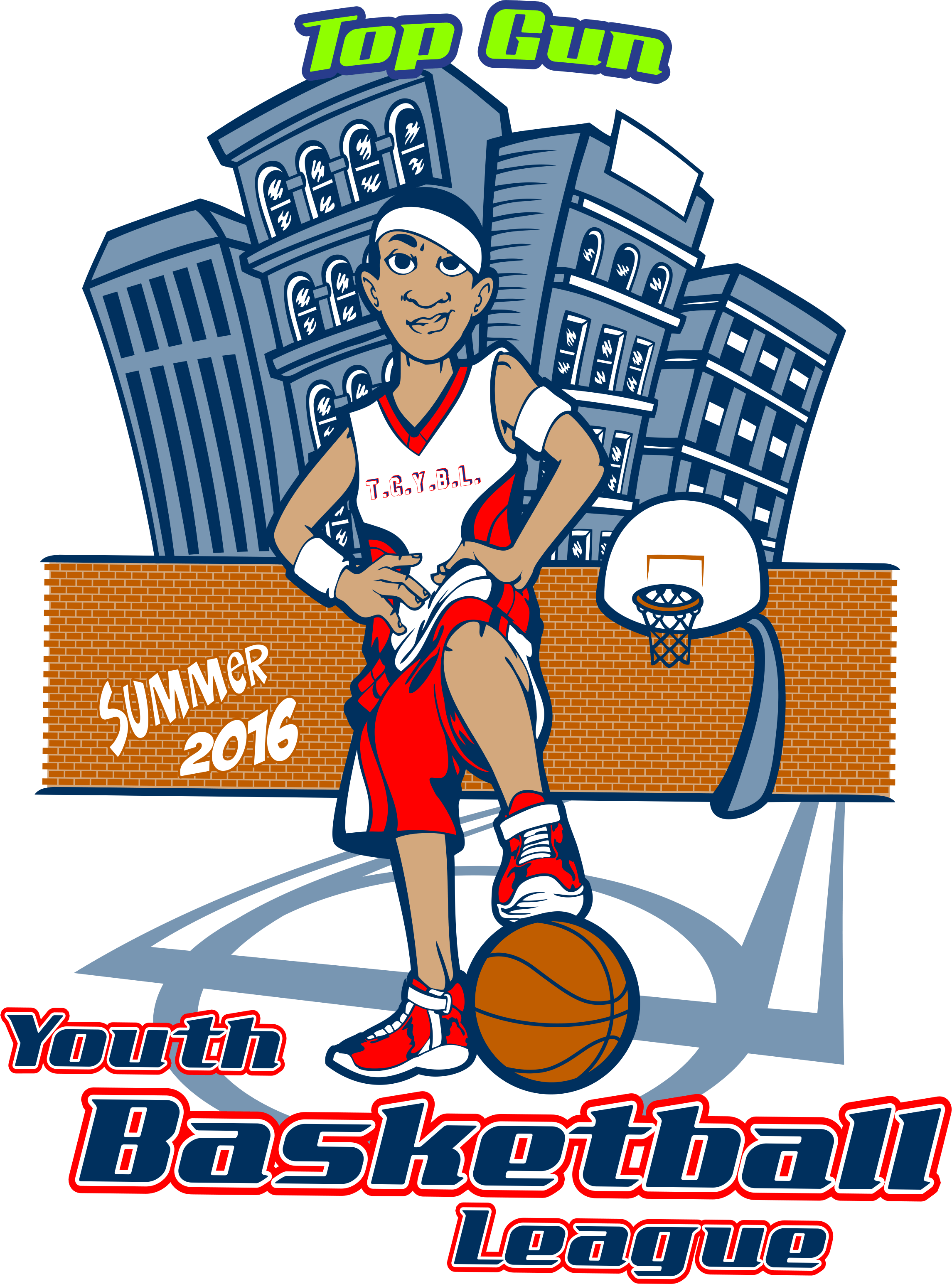 Top Gun Youth Sports Summer Basketball League June - Cartoon Summer Basketball League (2291x3090), Png Download