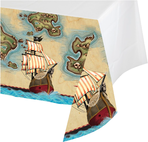 Pirate's Map Table Cloth - Pirates Map Plastic Table Cover 1/pkt (600x570), Png Download