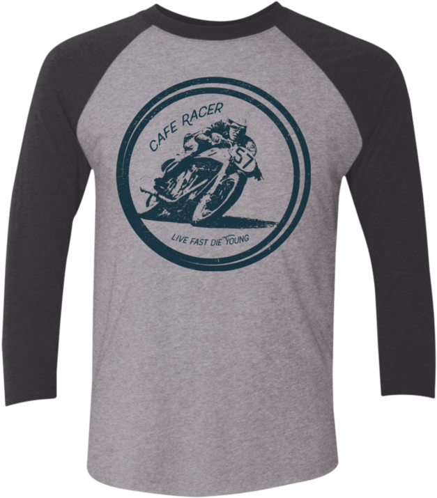 Cafe Racer Tri Blend 3/4 Sleeve Baseball Raglan T Shirt (720x720), Png Download