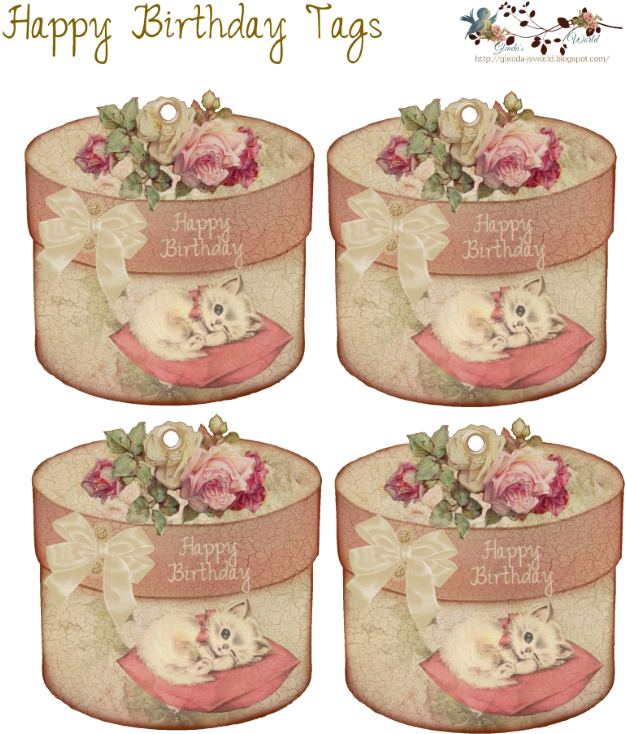 Cute Free Birthday Tags - Antique Roses Greeting Cards (650x813), Png Download