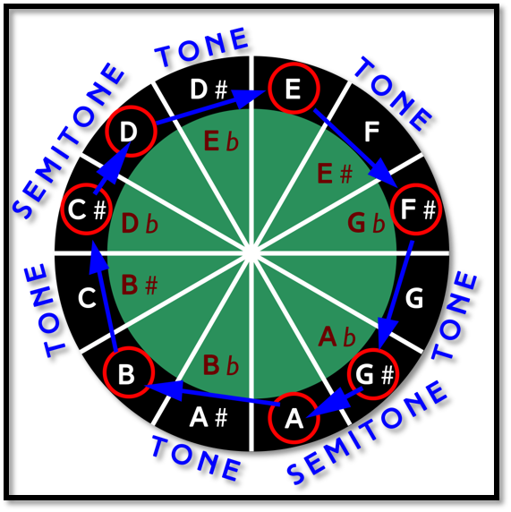 The Below Diagrams Show The A Major Scale Notes And - Chord (571x572), Png Download