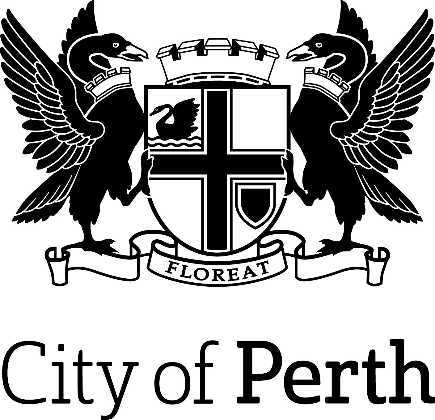 City Of Perth Logo Stacked Mono New - City Of Perth Logo (1408x1358), Png Download