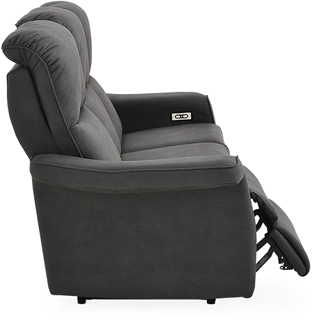 Dark Grey Reclining And Motorized Upholstered Sofa - Armchairs & Accent Chairs (519x804), Png Download