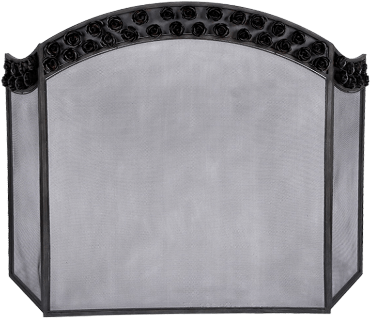 Black Bianca Rose Pattern 3-panel Fireplace Screen - Old World Design Bianca Arched Rose Fireplace Screen (1200x1200), Png Download