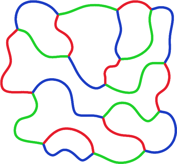 Colored Path Lines Intersect At Nodes, Three At A Time (577x542), Png Download