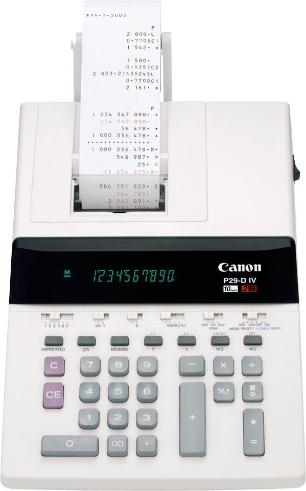P29div 10 Digit Printout Calculator Calculator - Canon P29div (599x961), Png Download