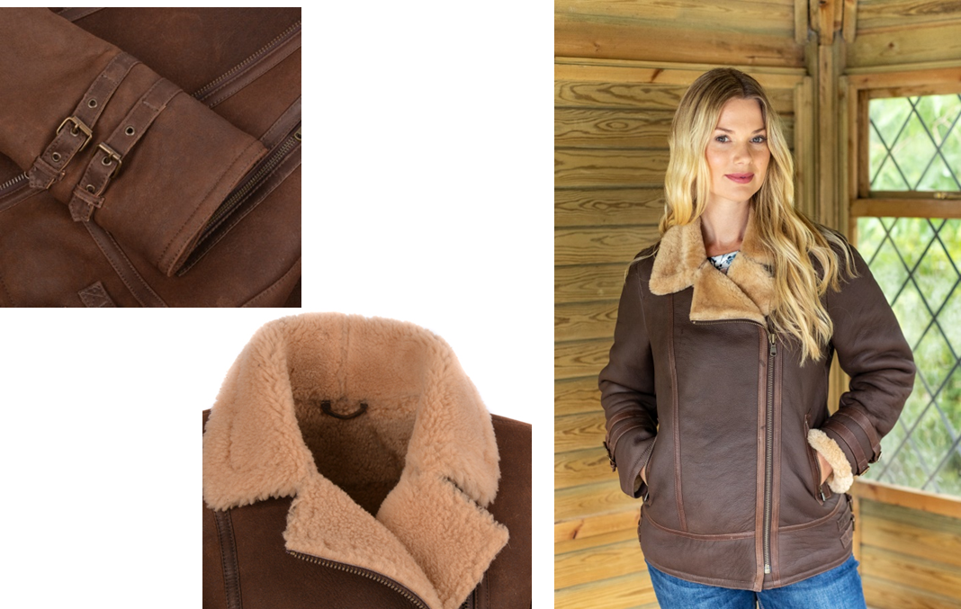 Sheepskin Flyer Jacket - Girl (1068x677), Png Download
