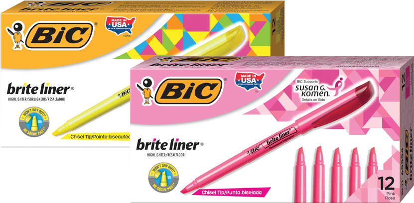 Bic® Brite Liner® Highlighters - Bic Brite Liner Highlighter (850x850), Png Download