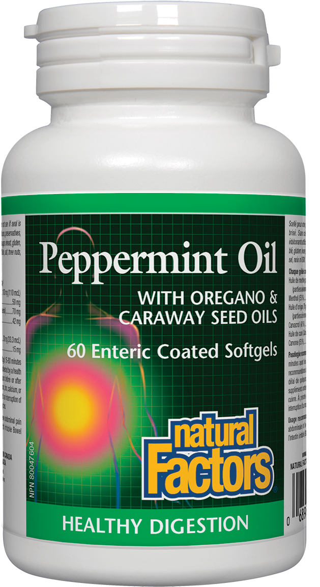 Peppermint Oil Complex With Oregano & Caraway Seed - Natural Factors L Carnitine (652x1200), Png Download