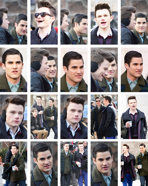 «chris Colfer And Darren Criss On Set March 14th, 2014» - Collage (500x626), Png Download