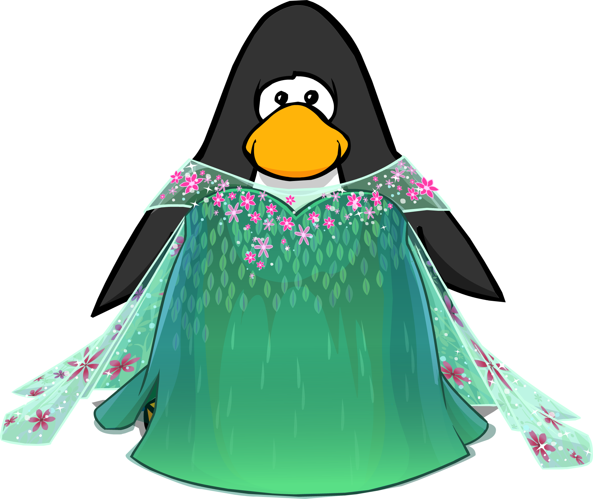 Elsa's Spring Dress On A Player Card - Club Penguin Mint Dress (1970x1657), Png Download