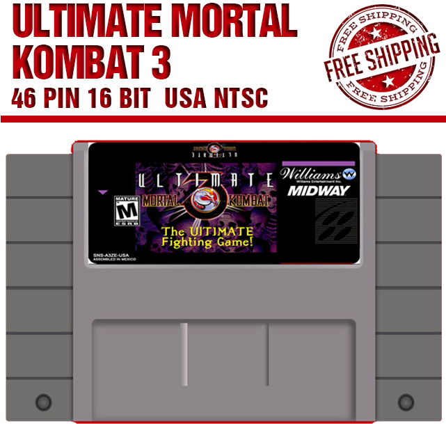 Ultimate Mortal Kombat 3 16 Bit Big Gray Game Card - Ultimate Mortal Kombat 3 [genesis Game] (640x640), Png Download