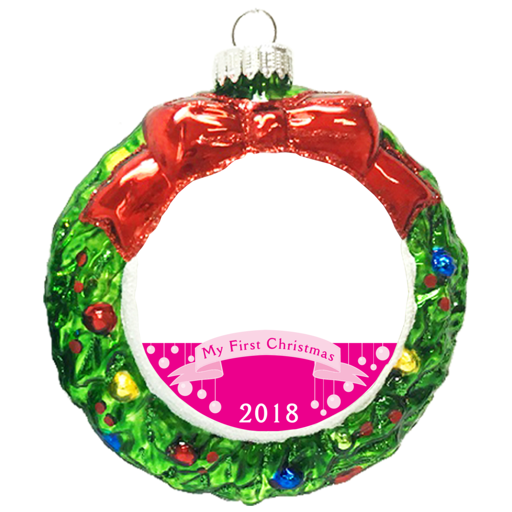 5" My First Christmas 2018 Baby Girl Wreath Personalized - Christmas Day (1000x1000), Png Download