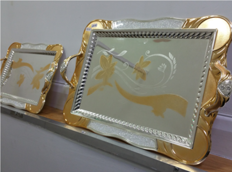 Stylish Silver And Gold Plated Palace Serving Tray - Silver (800x800), Png Download