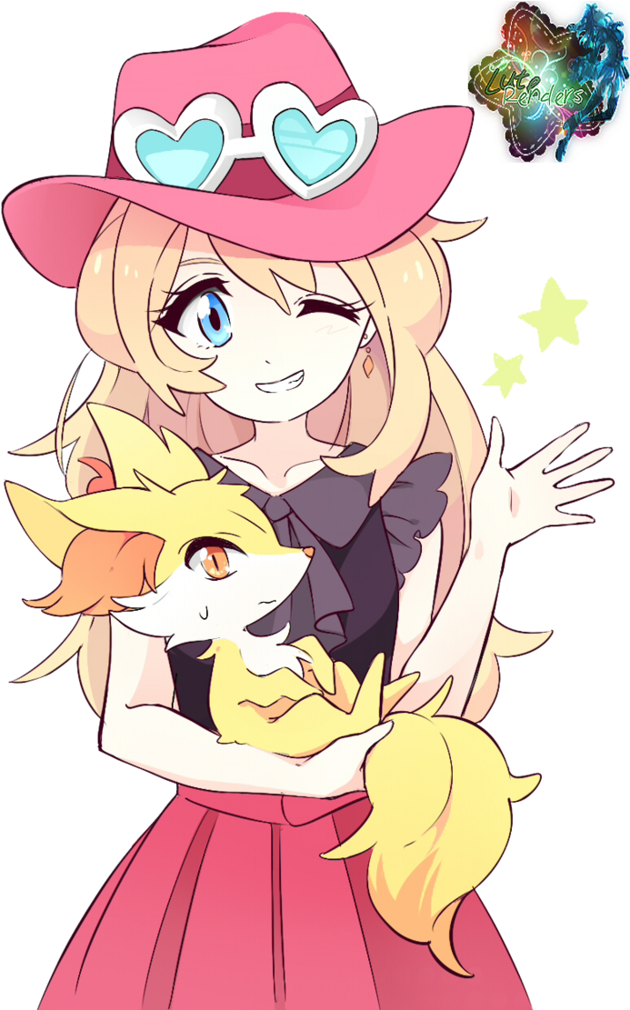 Serena And Fennekin Original Pokemon, Pikachu, Pokemon - Serena And Fennekin Png (719x1110), Png Download