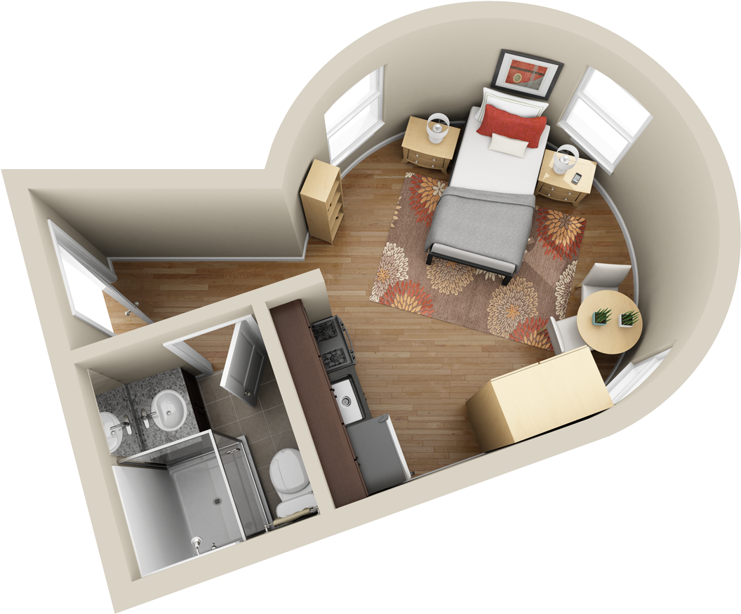 Make Your Floor Plans Pop - Apartment Floor Plan 3d (1500x894), Png Download