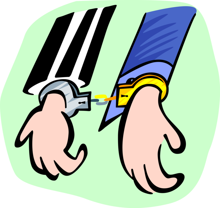 Perpetrators In Handcuffs Vector (742x700), Png Download