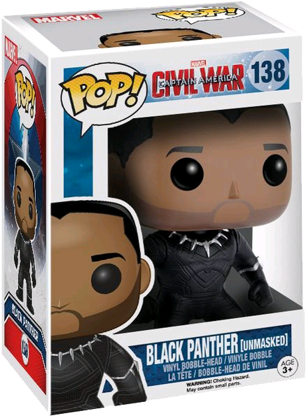 Captain America Civil War - Black Panther Unmasked Funko (600x600), Png Download