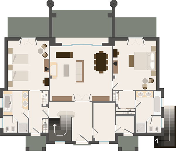 Villas 3d Project - Floor Plan (600x516), Png Download