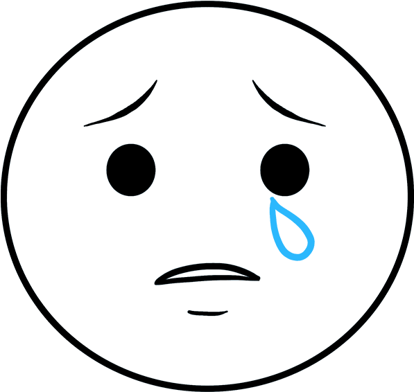 How To Draw Crying Emoji - Drawing (680x678), Png Download