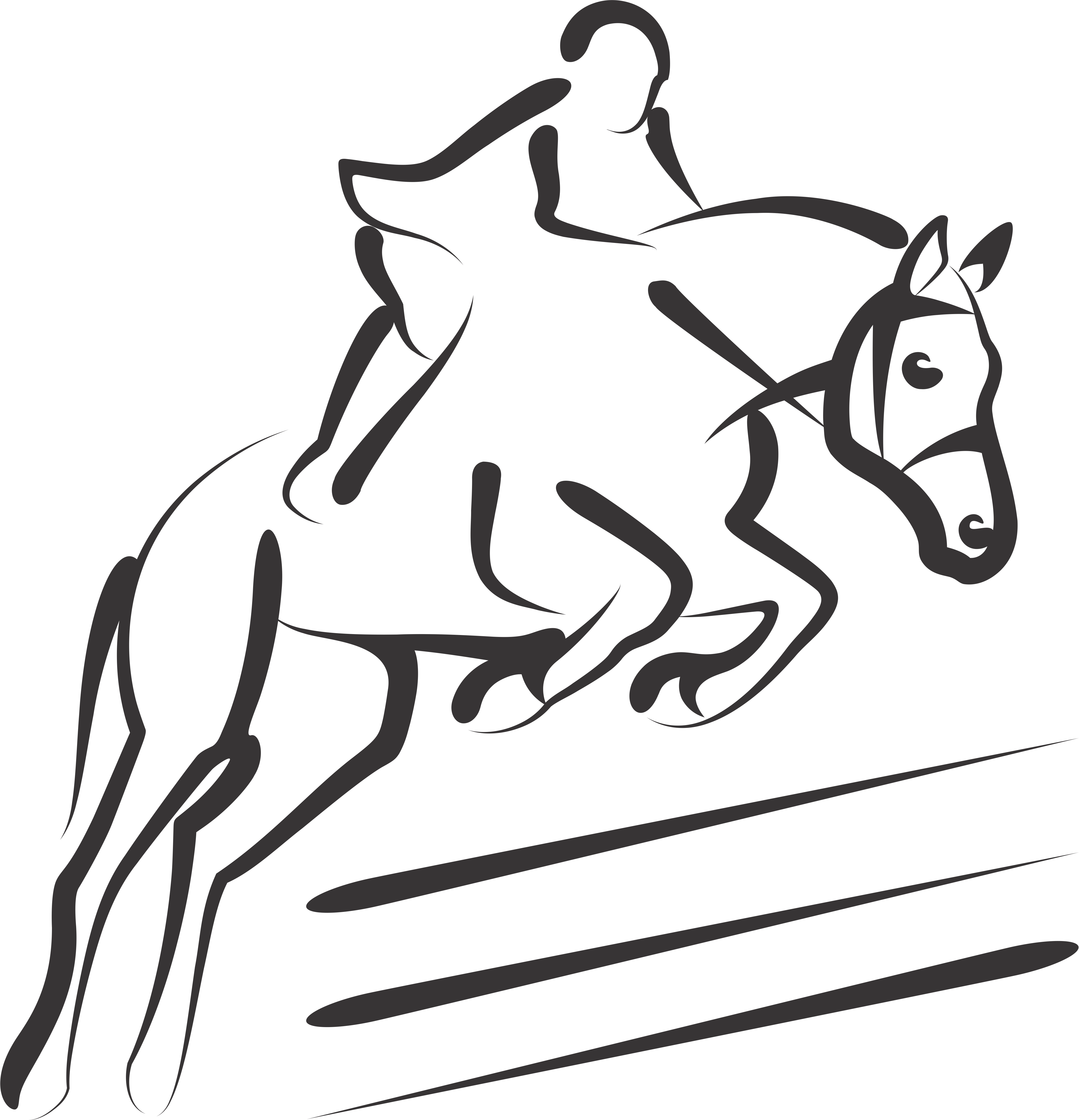 Horse Riding - Horse Jumping Silhouette Png (4549x4725), Png Download
