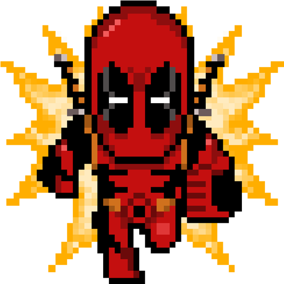 Bang Bang, Pixel Art, Comic Book Characters, Deadpool, - Deadpool (600x600), Png Download