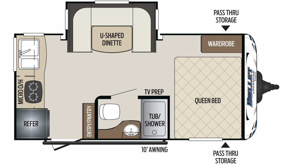 2019 Bullet Crossfire 1750rk Floor Plan Img - Caravan (1004x565), Png Download