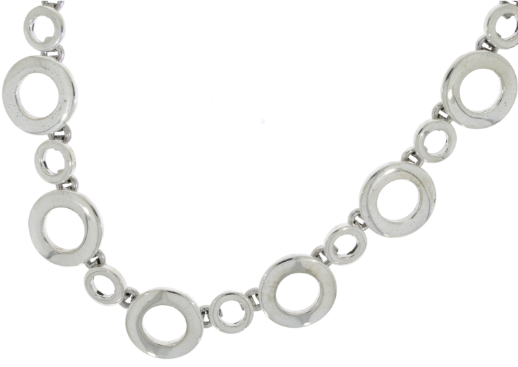 Sterling Silver Large & Small Circle Design Necklace (800x533), Png Download