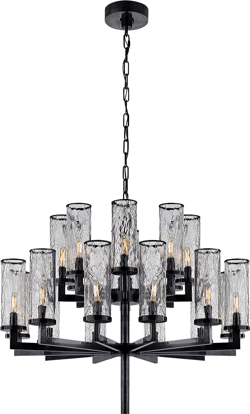 Liaison Double Tier Chandelier In Bronze With Crackle - Visual Comfort Kw5201ab-crg Antique-burnished Brass (1440x1440), Png Download