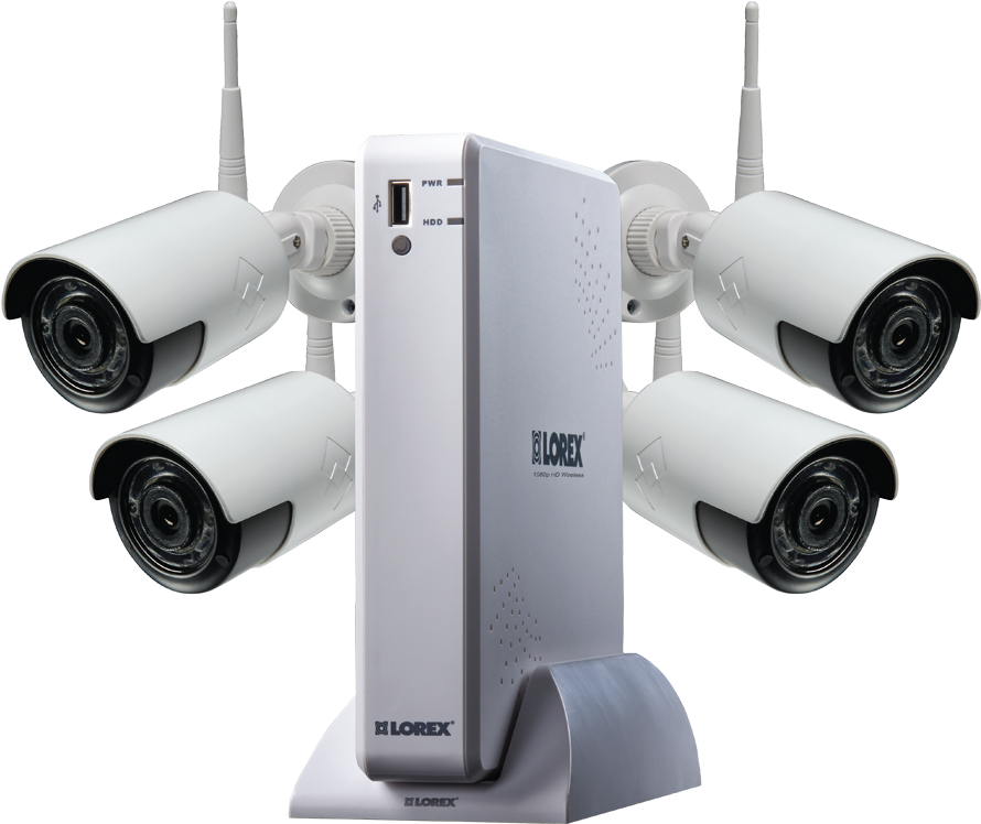 Wireless Video Security Camera System With 4 Hd 1080p - Lorex - 4-channel, 4-camera Outdoor Wireless 1080p (1200x800), Png Download