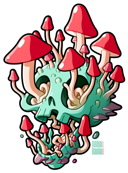 Shrooming Skull Process Gif Pink Turquoise Zombie Skeleton (800x600), Png Download