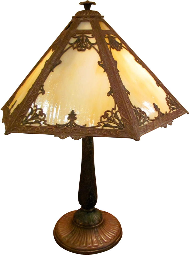 Vintage Lamp Png Image - Antique 8 Panel Slag Glass Lamp (1024x1024), Png Download