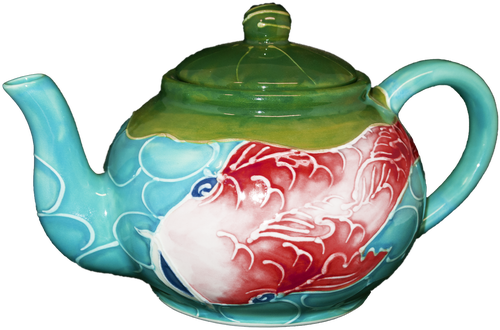 Teapot Tropical Koi Fish - Teapot (500x330), Png Download