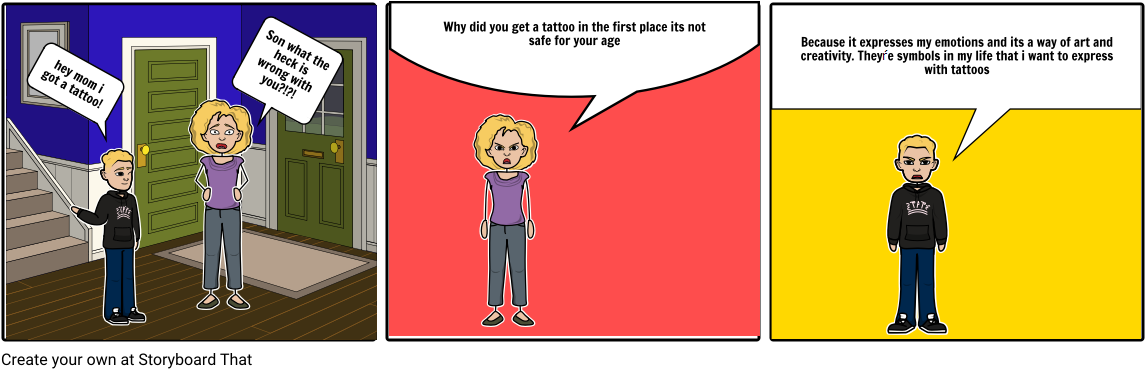 Kids And Tattoos - Cartoon (1164x385), Png Download