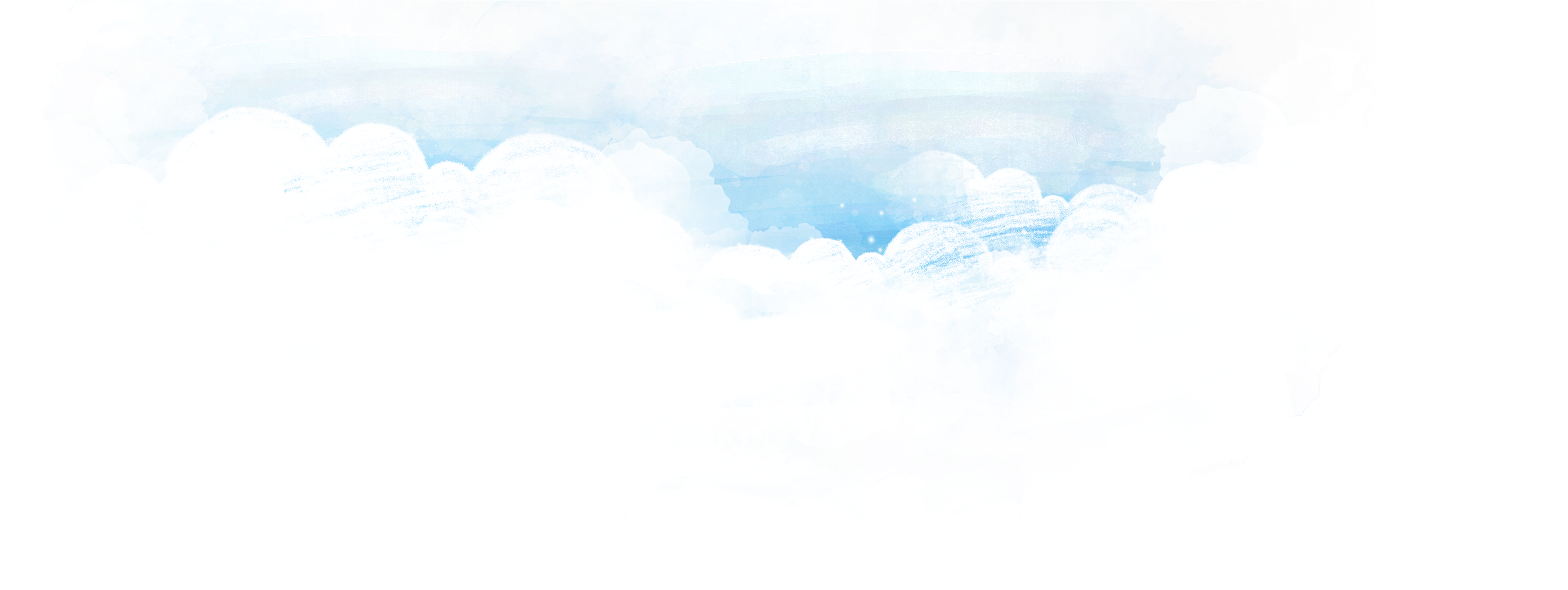 White Clouds Free Png Image - Watercolor Painting (3353x1300), Png Download