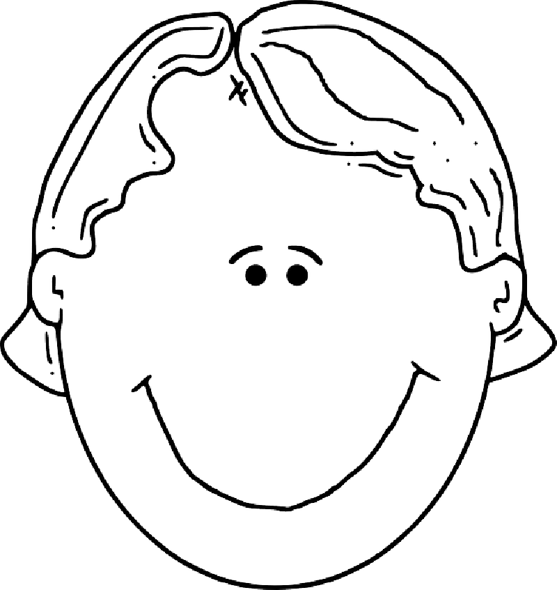 Part, Outline, People, Boy, Happy, Kid, Girl - Boy Face Outline (800x847), Png Download
