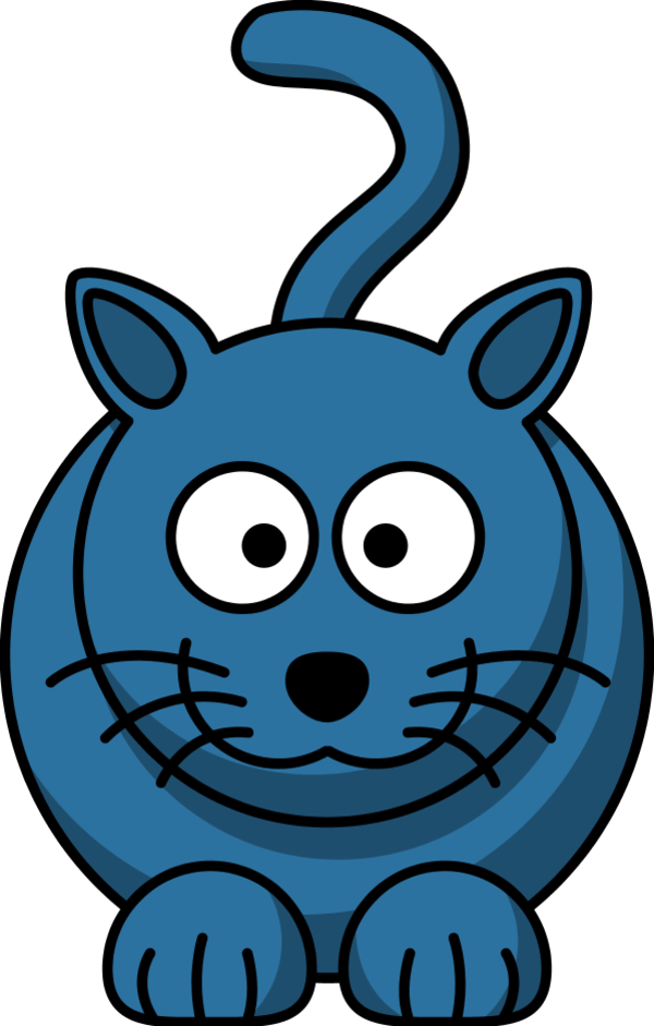 Blue Cat Cliparts - Cat Cartoon Black And White (600x941), Png Download