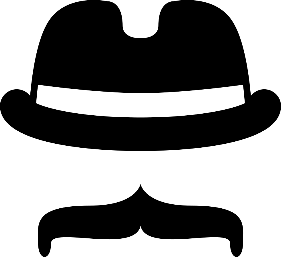 Hat With Mustache Comments - Mustache Black And White (980x898), Png Download