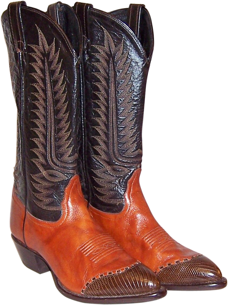 Vintage Tony Lama Cowboy Boots In Burnt Sienna And - Boot (1024x1024), Png Download