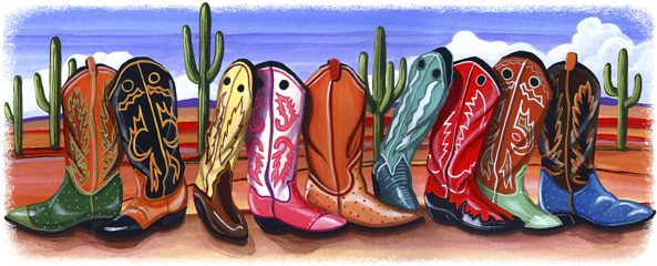Western Fabric, Cowboy Boots Fabric - Cowboy Boot (600x246), Png Download