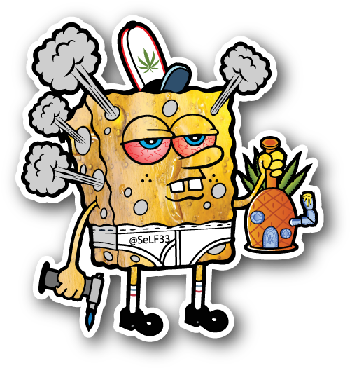 Spong Glob Sticker - Spongebob Weed Stickers (600x600), Png Download
