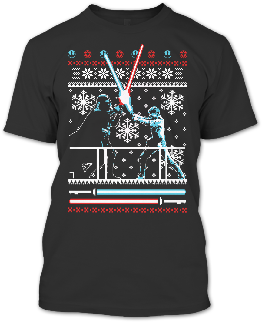 A Black T-shirt With The Shopify Logo - Star Wars Merry Christmas T Shirt (1080x1080), Png Download