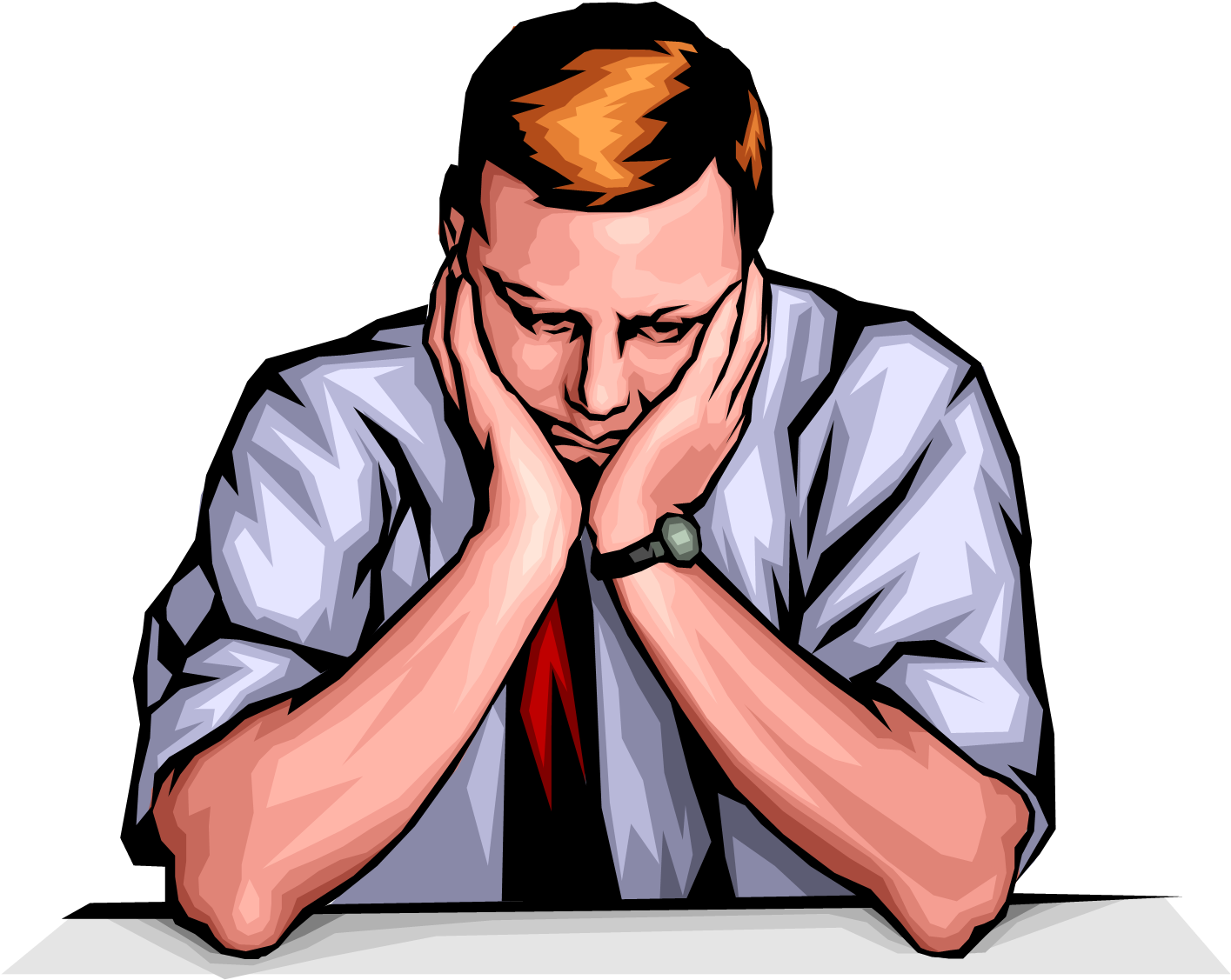 Man Thinking Clipart Png - Sad Guy (1418x1138), Png Download
