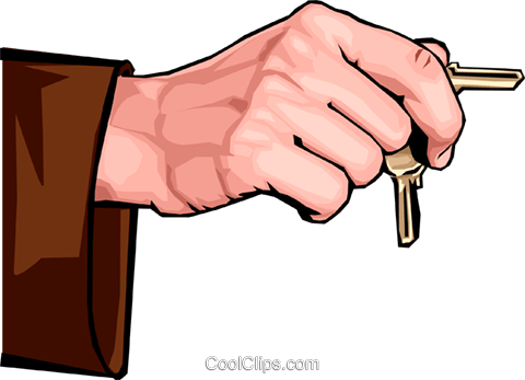 Hand Holding Keys Royalty Free Vector Clip Art Illustration - Hand Holding Key Clipart (480x347), Png Download