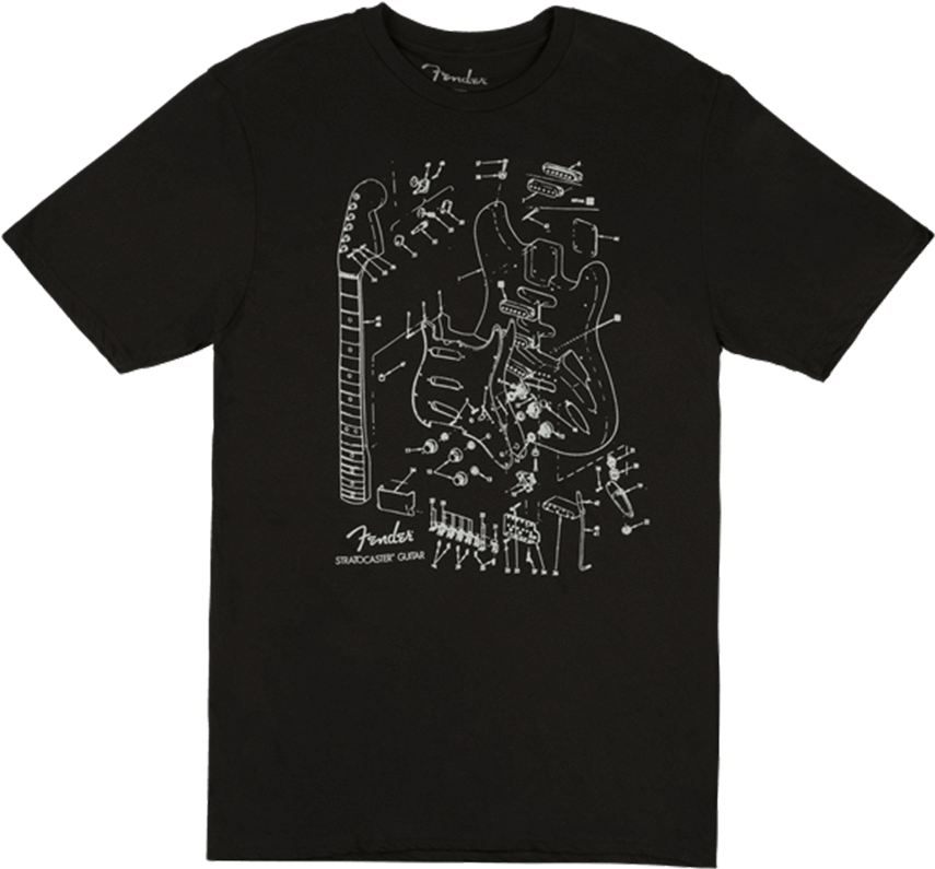 Fender Stratocaster Patent Drawing T - Fender Stratocaster Patent Drawing T-shirt (600x557), Png Download