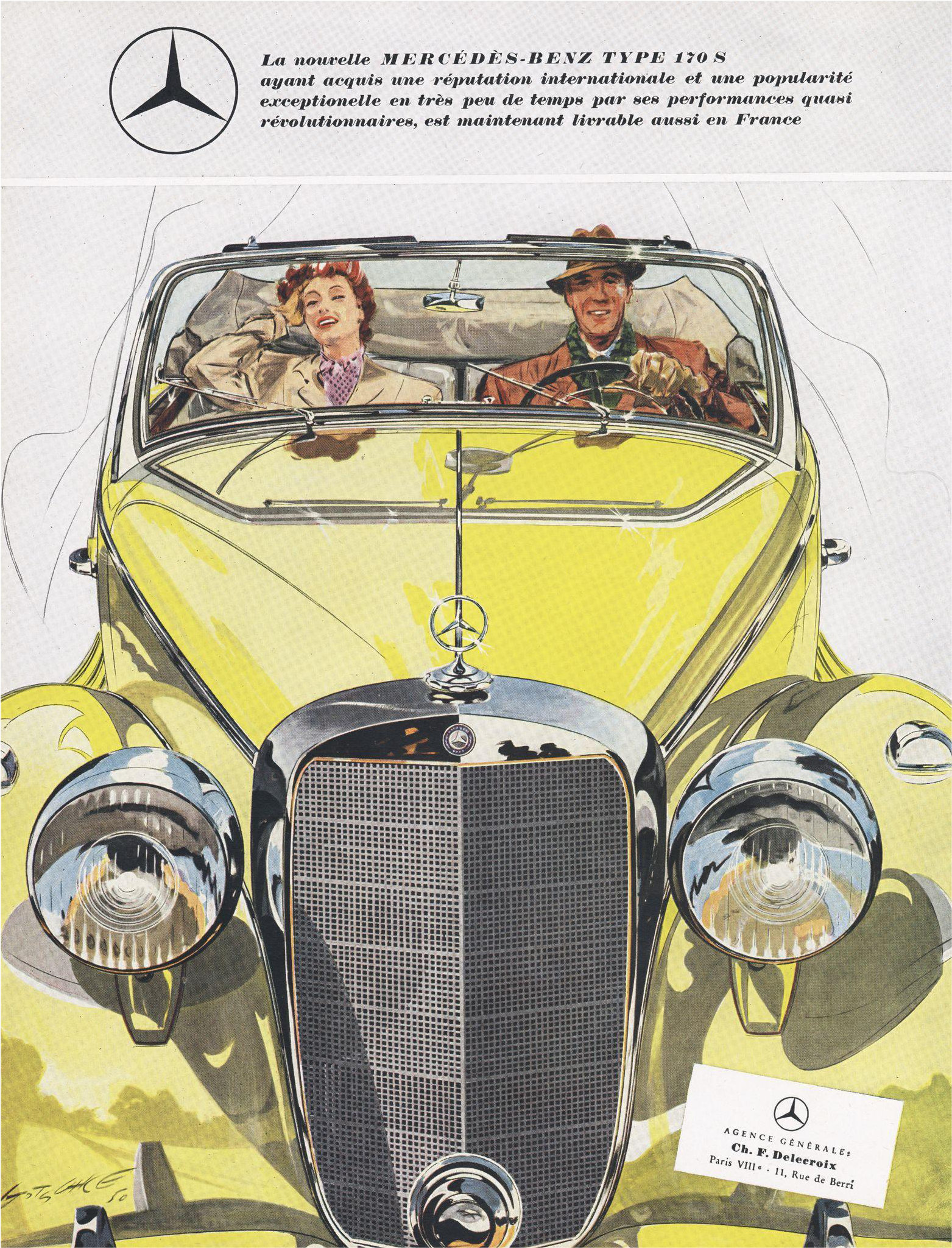 Original Vintage Mercedes-benz Convertible Print - Vintage Pub Posters Mercedes (2048x2048), Png Download