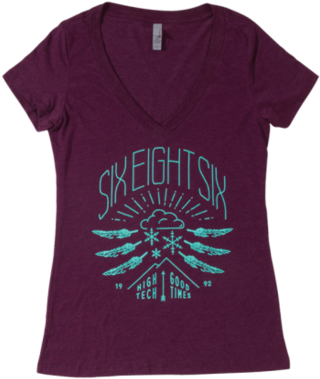 Women's Moutain V-neck S/s - Neckline (430x600), Png Download