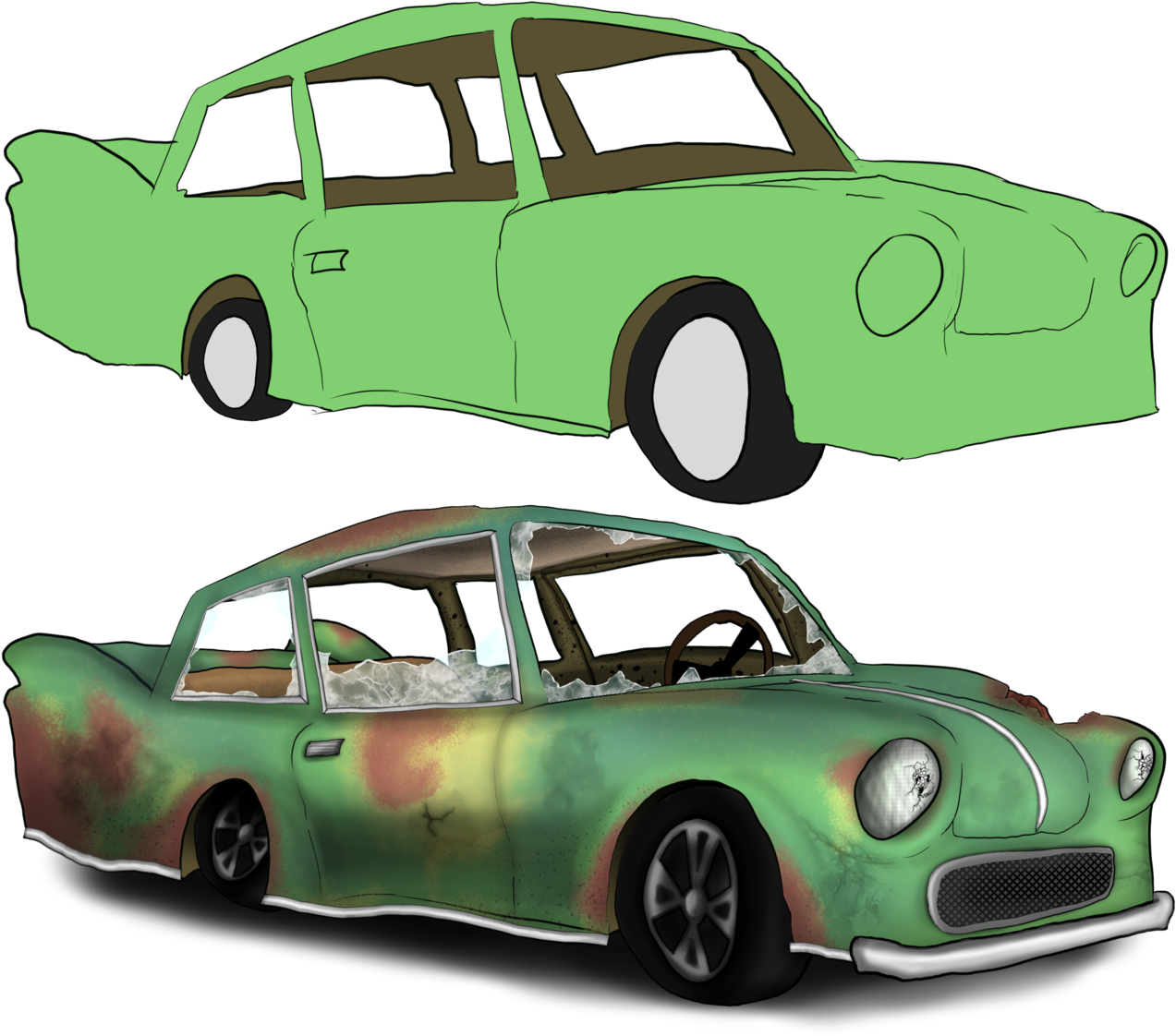 Work In Progress Asset For My Time Twisting Adventure - Antique Car (1280x1132), Png Download