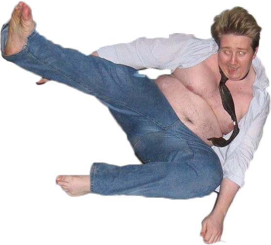 Image Black And White Stock Fat Guy Doing Kung Fu - Ugly Pizza (752x640), Png Download